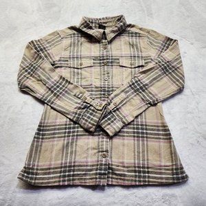 Patagonia Women's Tan Organic Cotton Midweight Fjord Flannel Shirt Size 8